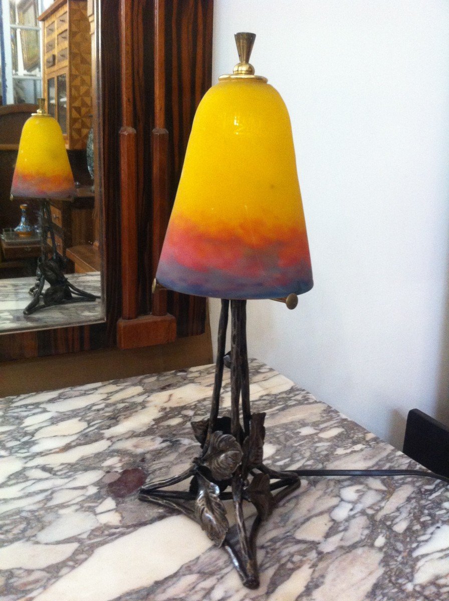 Orange Lamp Signed Muller-photo-5