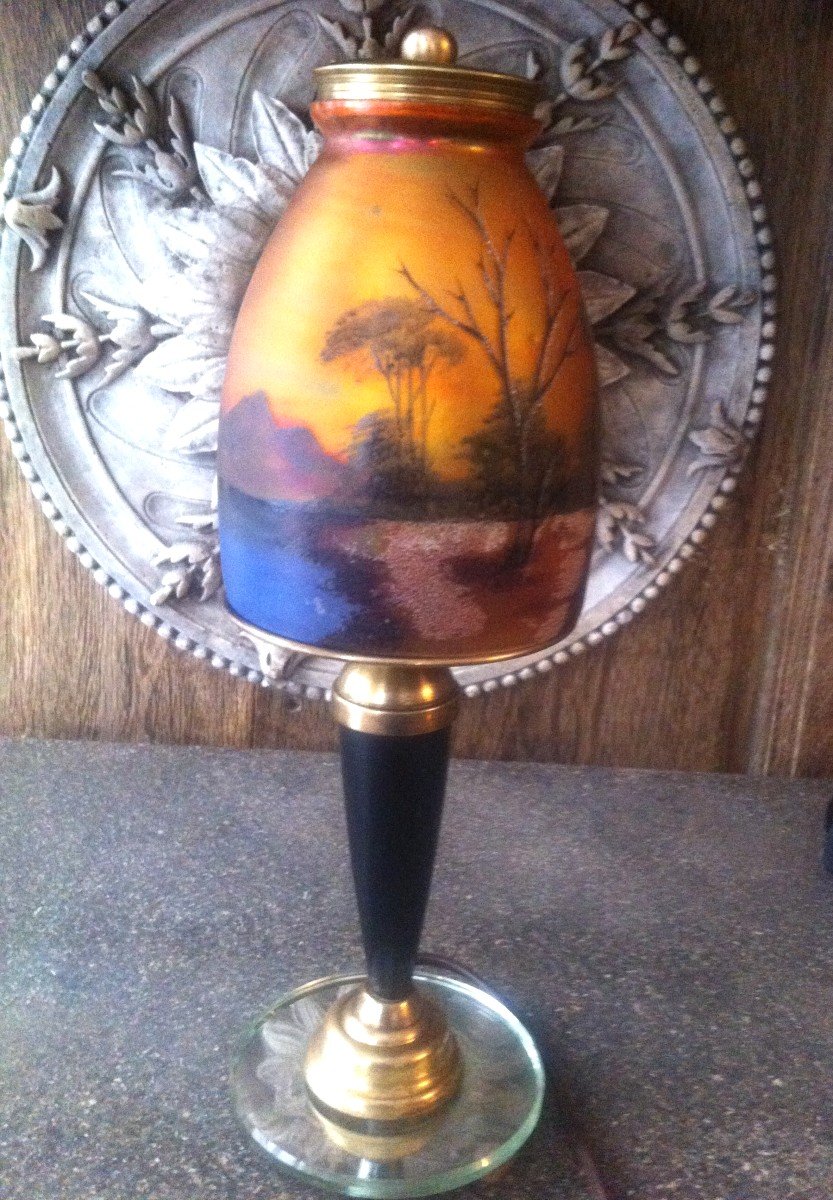 Art Deco Period Landscape Lamp-photo-2