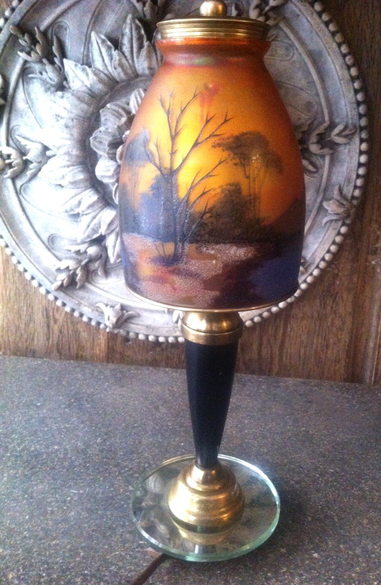 Art Deco Period Landscape Lamp