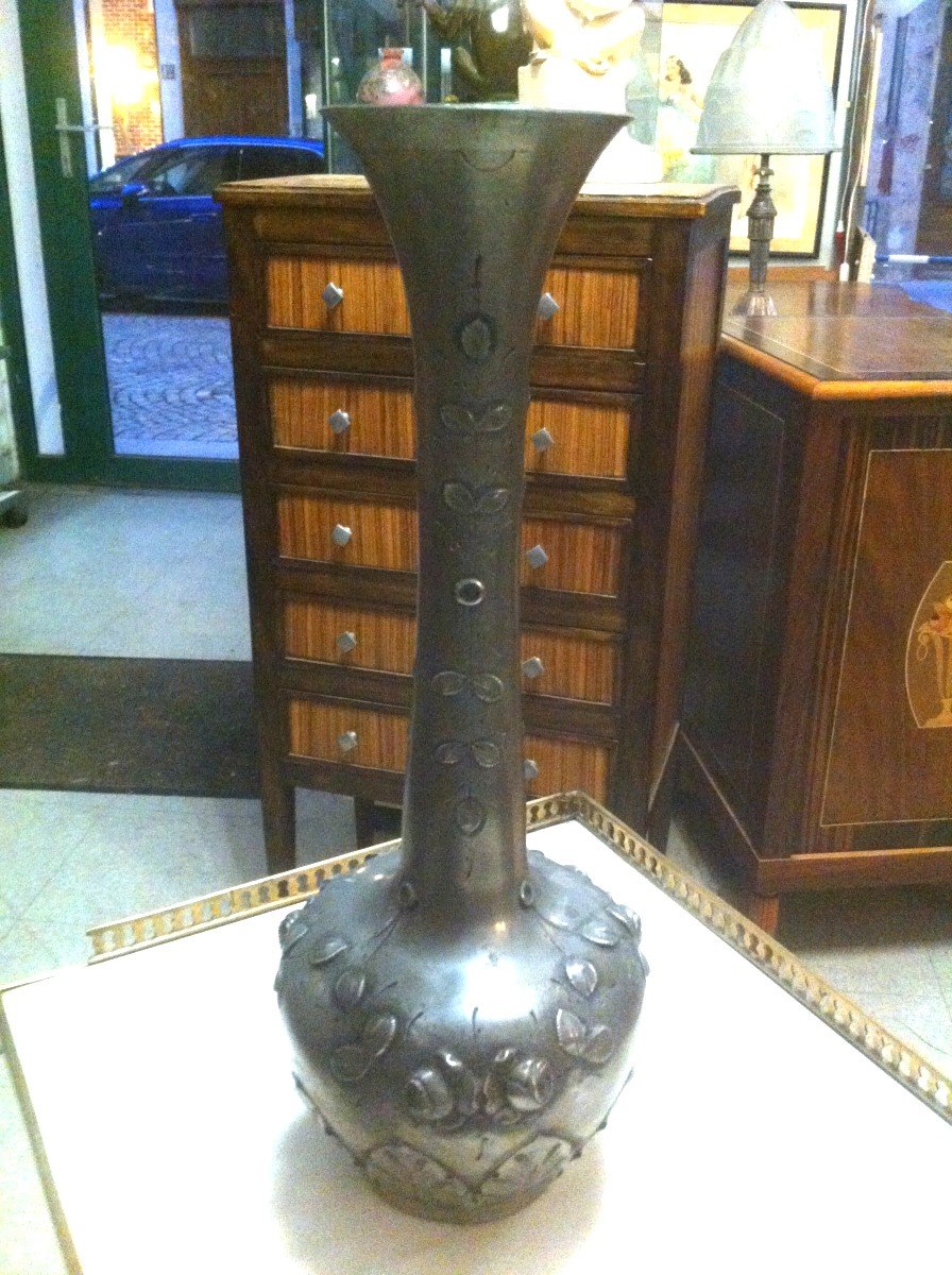 Vase En étain d'époque Art Nouveau-photo-6