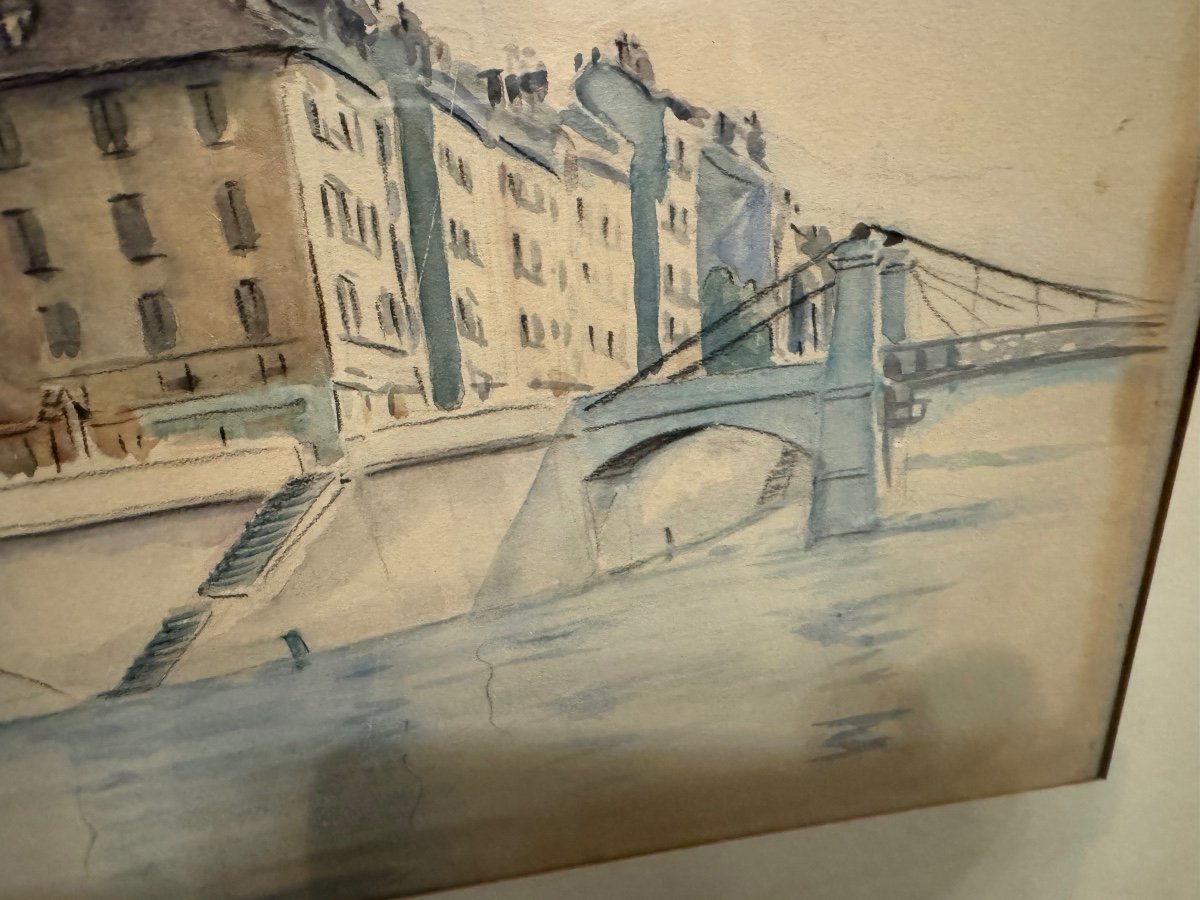 View Of Lyon Watercolor Drawing-photo-4