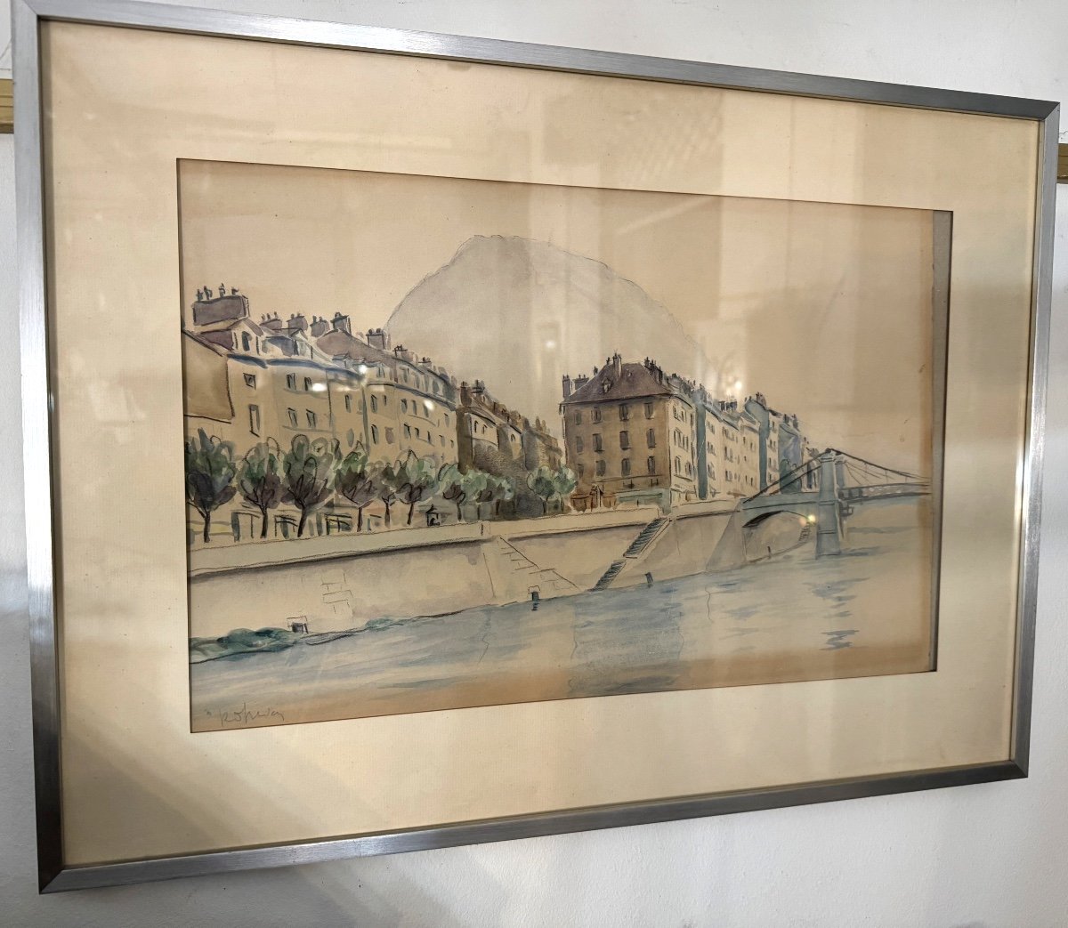 View Of Lyon Watercolor Drawing-photo-5