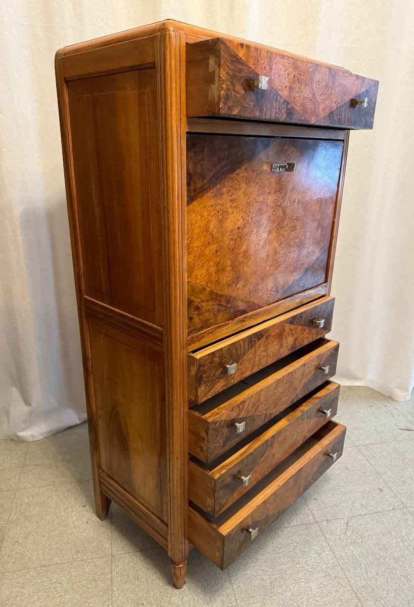 Art Deco Period Speckled Maple Secretary-photo-8