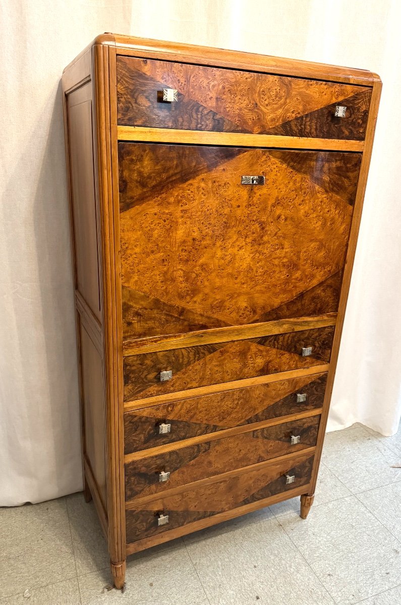 Art Deco Period Speckled Maple Secretary