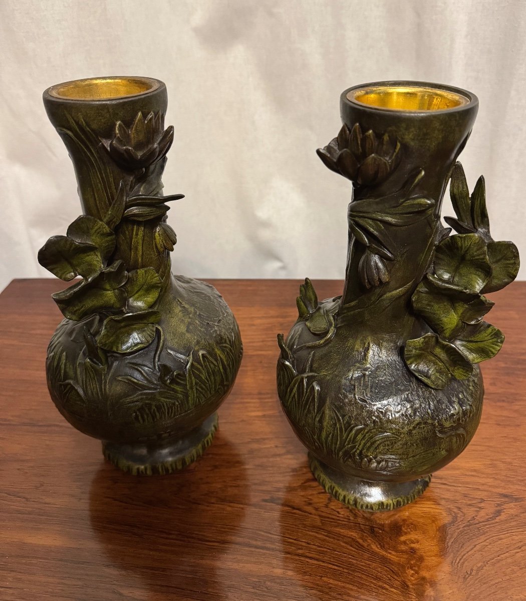 Paire De Vases d'époque  Art Nouveau-photo-3