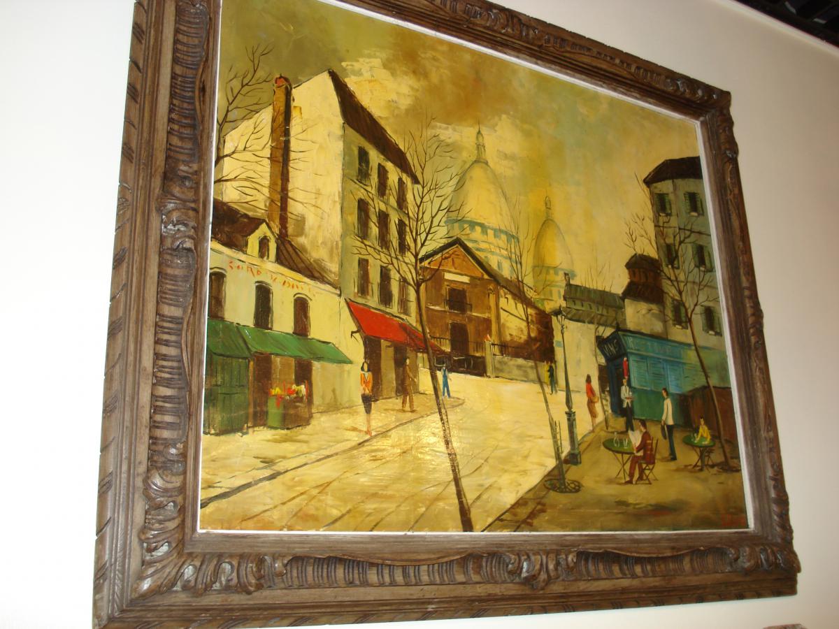 Vue De Paris Art Déco Huile Sur Toile -photo-2