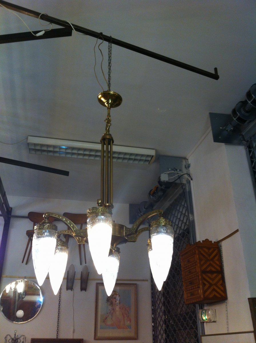 Baccarrat Chandelier, Art Deco Period-photo-2