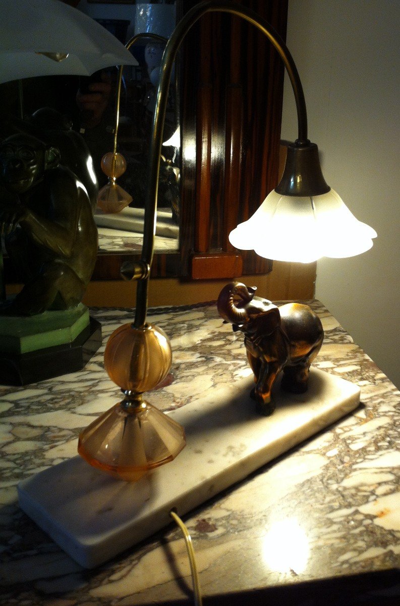 Art Deco Period Elephant Lamp-photo-3