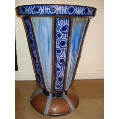  Grand Vase d'époque Art Déco En Céramique