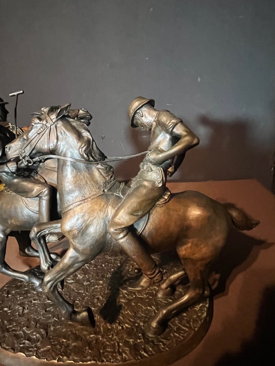 Bruno Zach. Bronze Sculpture Polo Players-photo-4