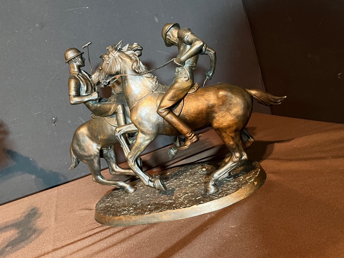 Bruno Zach. Bronze Sculpture Polo Players-photo-8