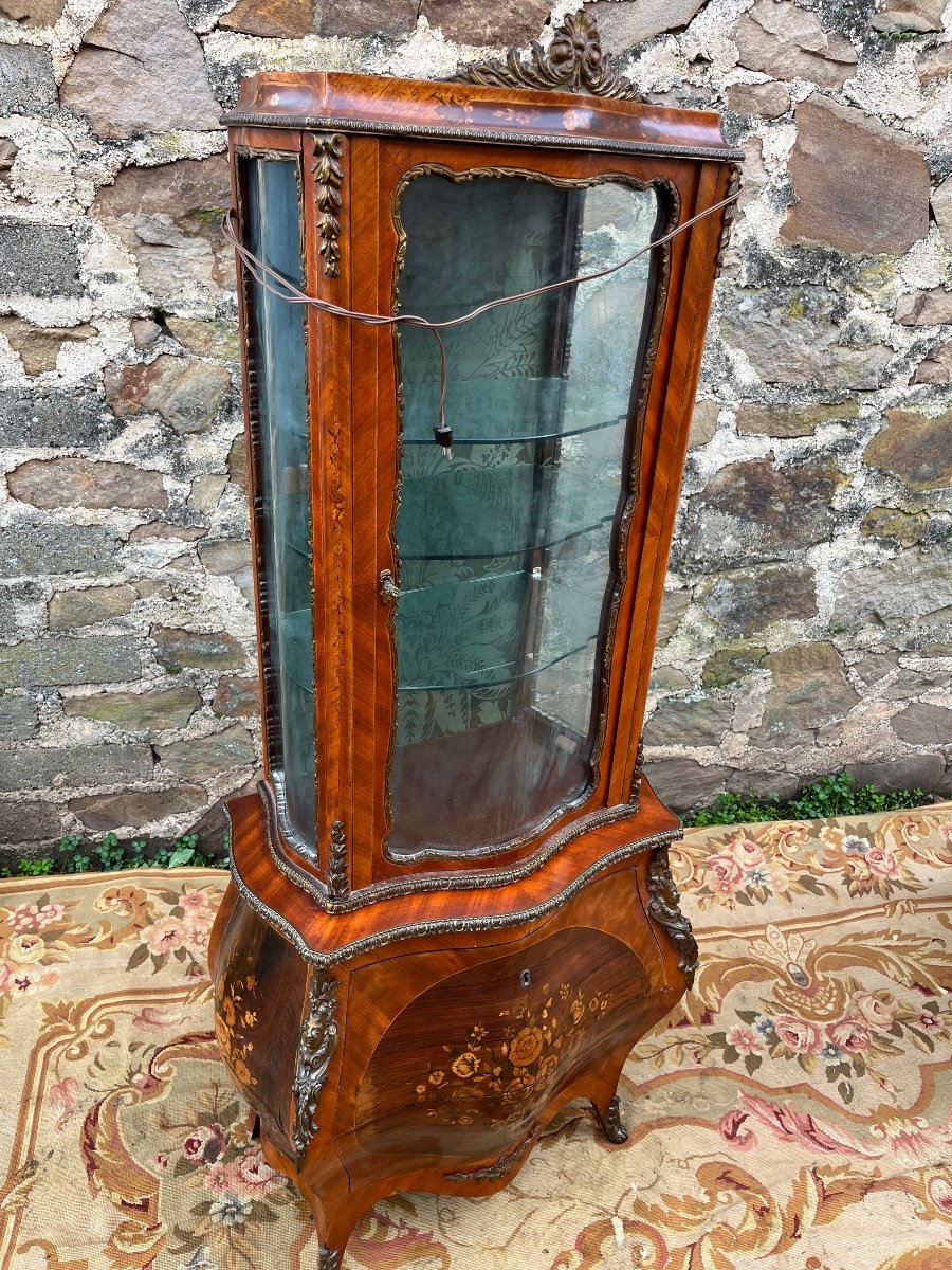 Louis XV Style Marquetry Showcase-photo-7