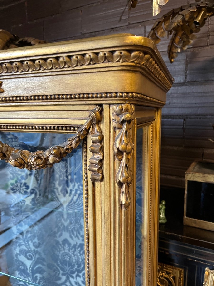 Louis XVI Style Golden Wood Showcase-photo-2