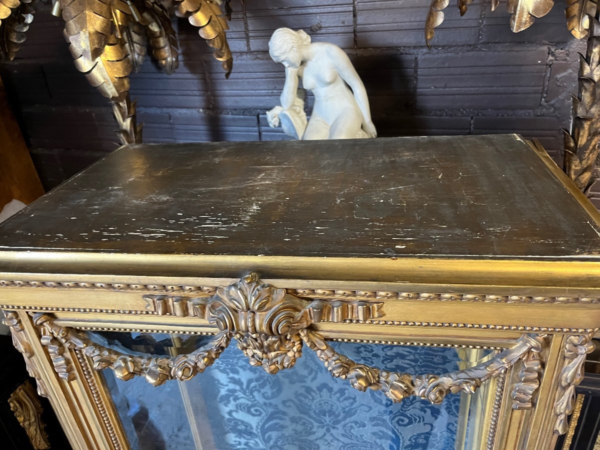 Vitrine Bois Doré De Style Louis XVI -photo-3