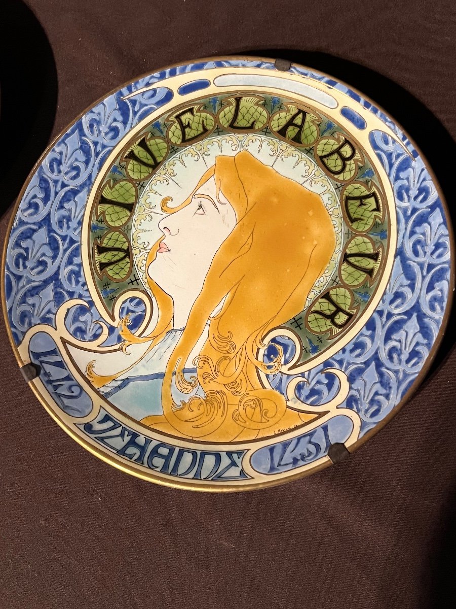 Pair Of Art Nouveau Lunéville Earthenware Plates-photo-2