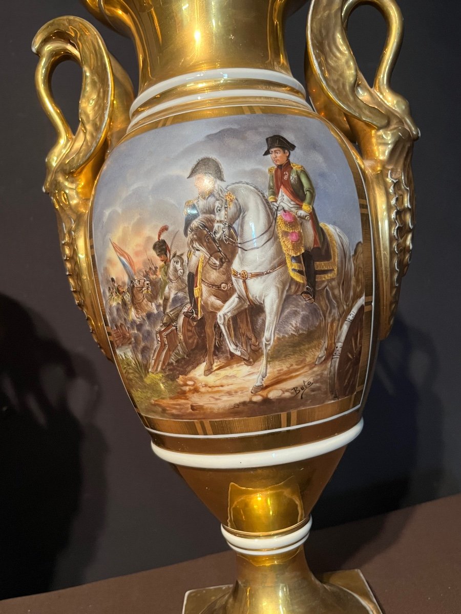 Important Pair Of Empire Vase In Paris Porcelain-photo-3