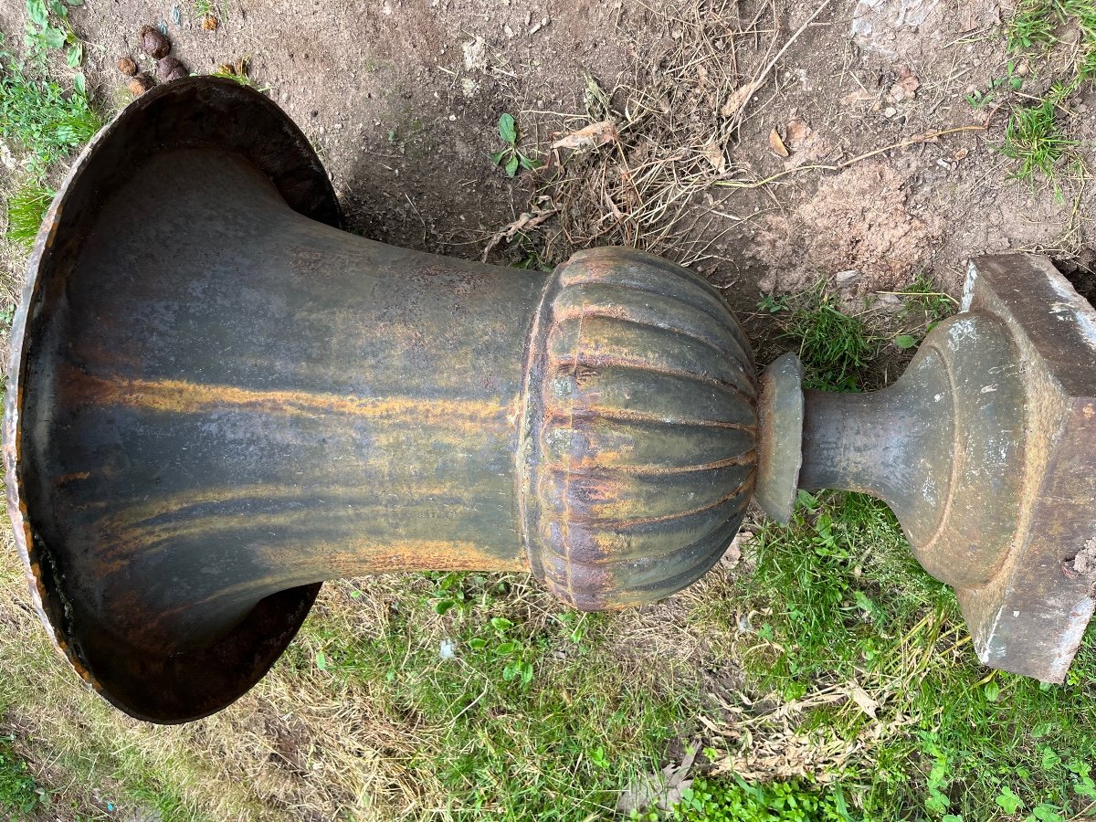 Paire D’importants Vases Médicis En Fonte Anciens -photo-6