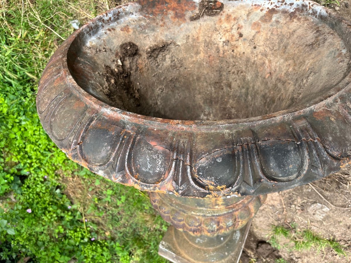 Paire D’importants Vases Médicis En Fonte Anciens -photo-7