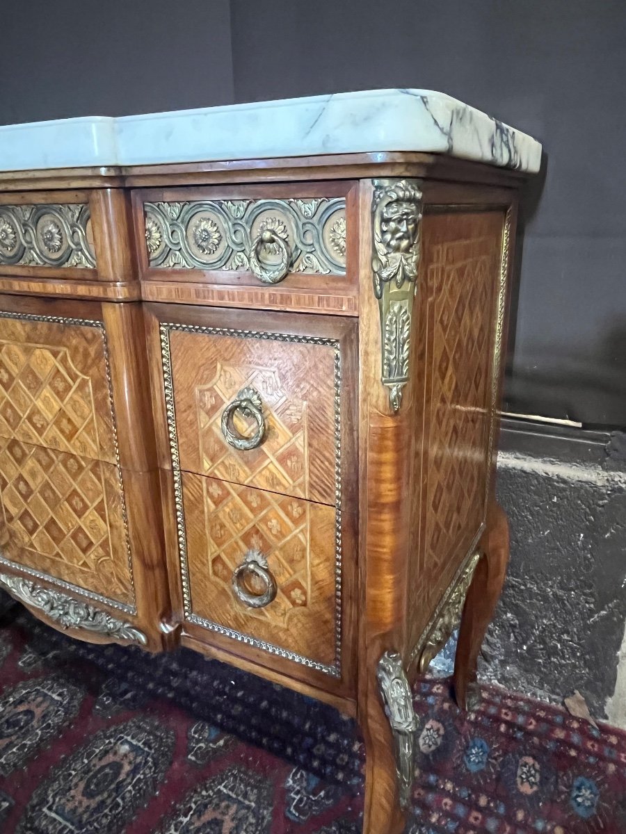 Louis XVI Style Marquetry Commode -photo-3