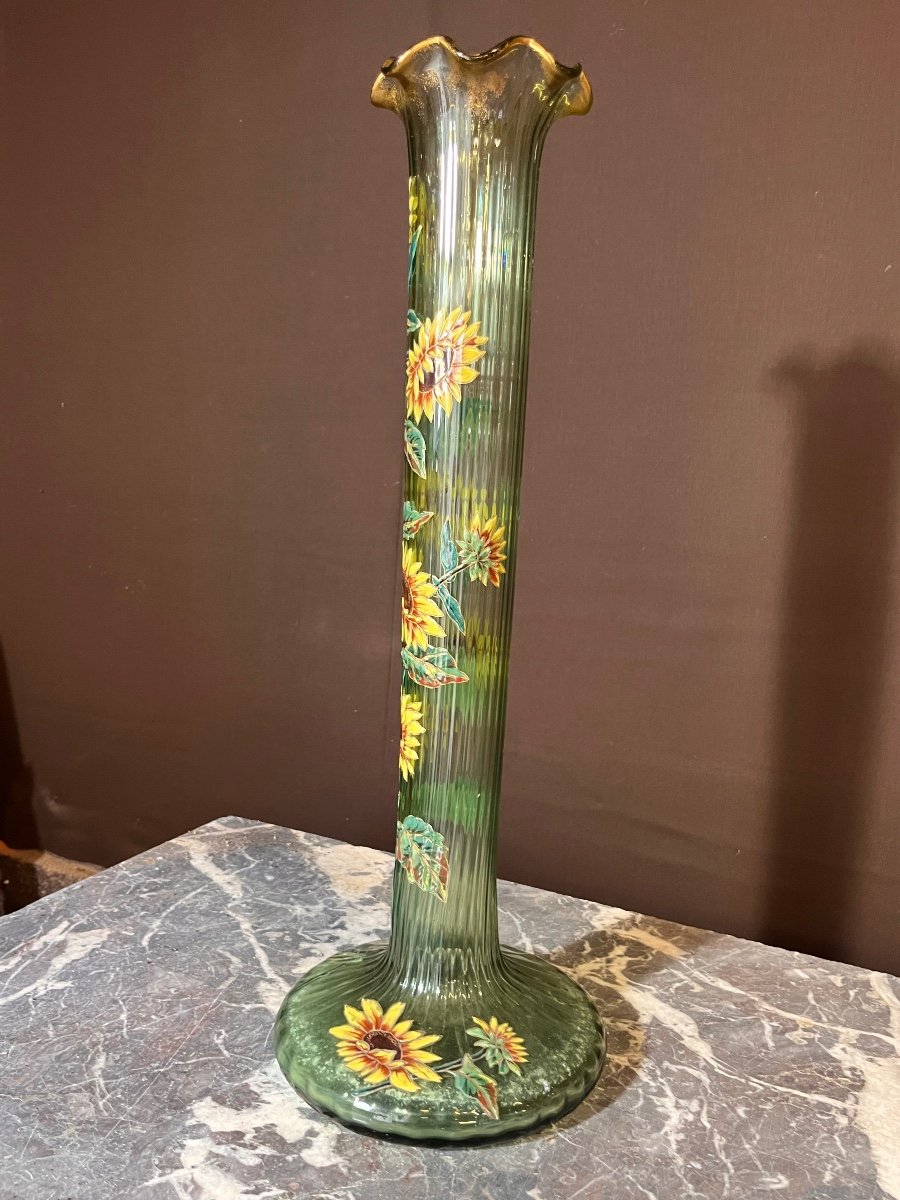 Important Enameled Vase From Gallé Establishments (60cm)-photo-4