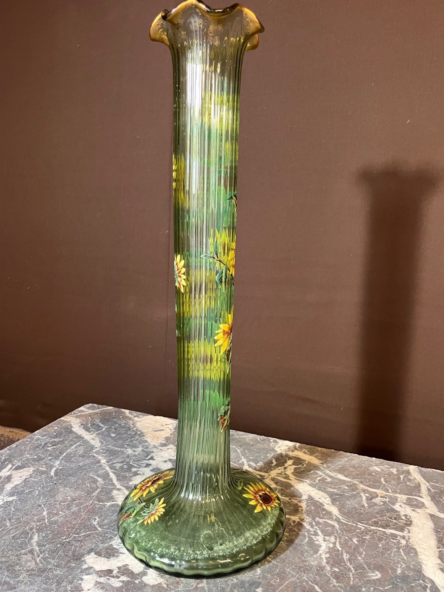 Important Enameled Vase From Gallé Establishments (60cm)-photo-1