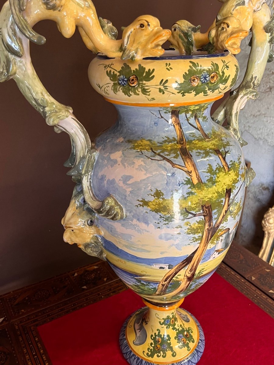 Large Majolica Painted Vase -photo-6