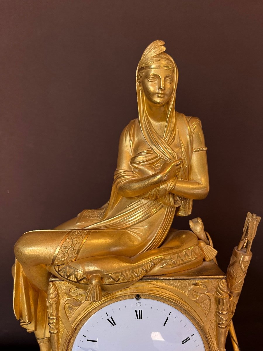 Oriental Clock In Gilt Bronze From The Empire Period -photo-2