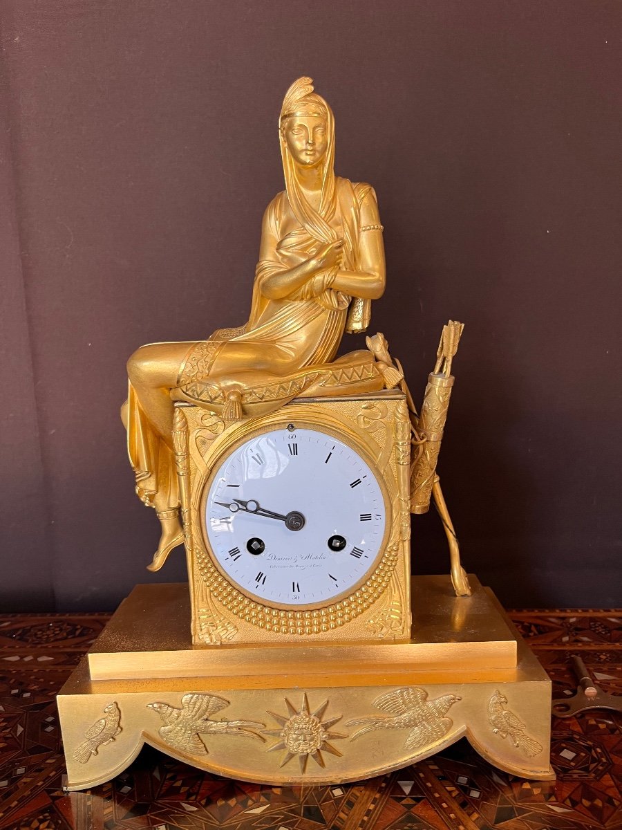 Oriental Clock In Gilt Bronze From The Empire Period 