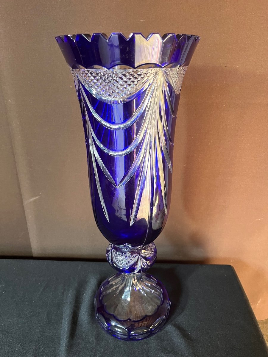 Important Crystal Vase From Lorraine 53 Centimeters-photo-3