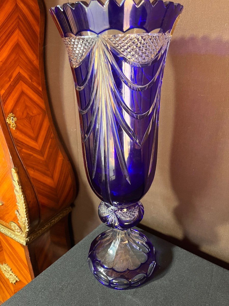 Important Crystal Vase From Lorraine 53 Centimeters-photo-3