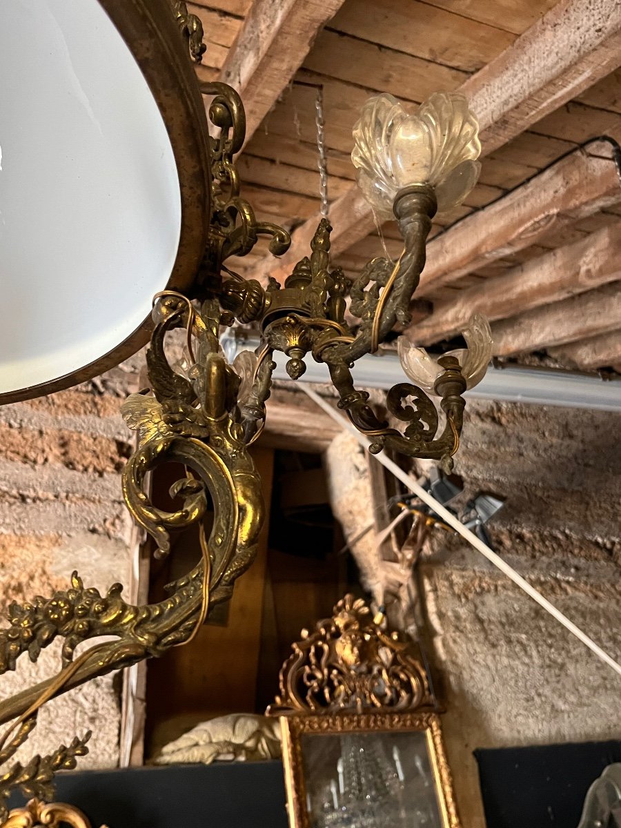 Important Bronze Suspension With Chimera Decor -photo-3