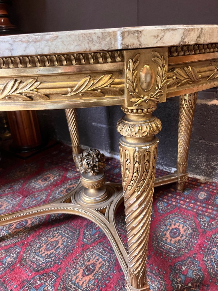 Louis XVI Gilded Wood Pedestal Table Diameter 101 Centimeters -photo-2