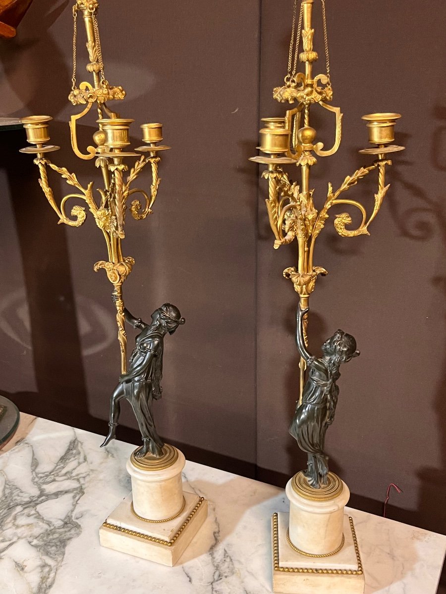 Paire De Candélabre D’époque Directoire -photo-3