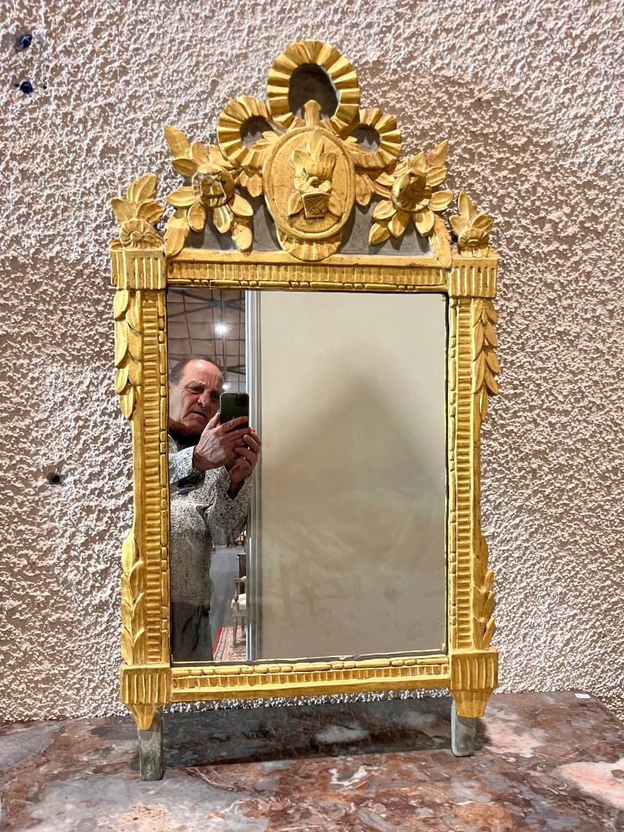 Petit Miroir Doré D’époque Louis XVI 