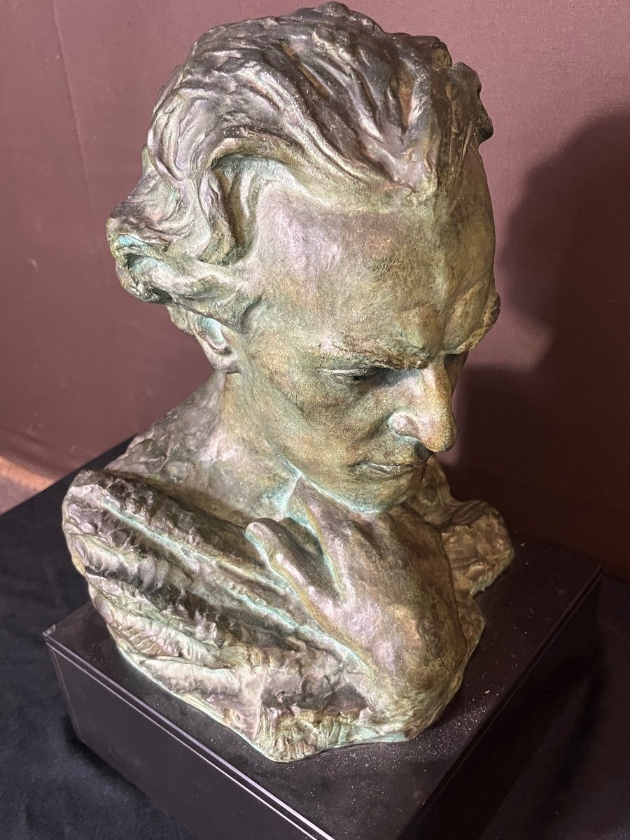 Art Deco Bronze Representing Jean Mermoz-photo-1