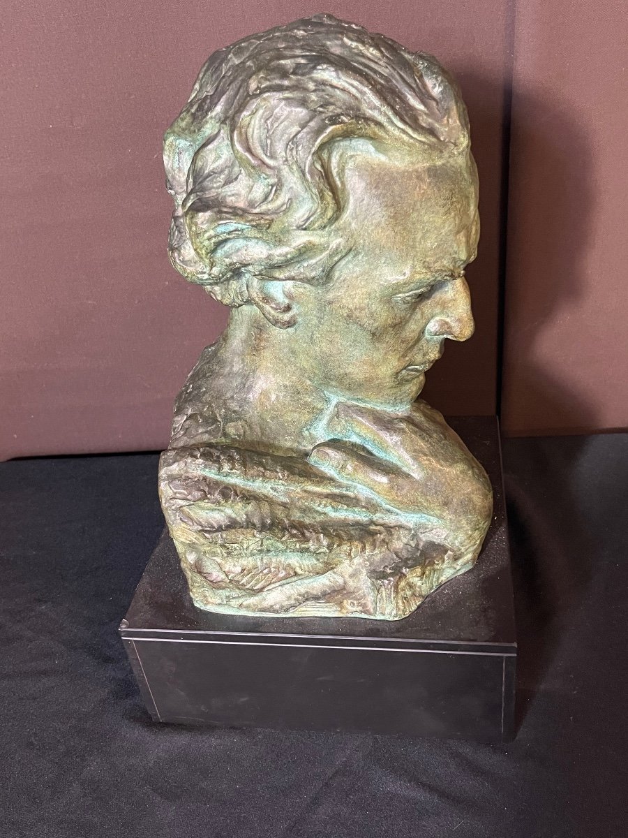 Art Deco Bronze Representing Jean Mermoz-photo-2