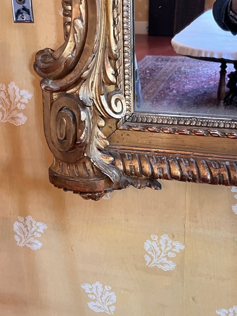 Important Miroir De  Château De Style Louis XVI En Bois Doré -photo-2