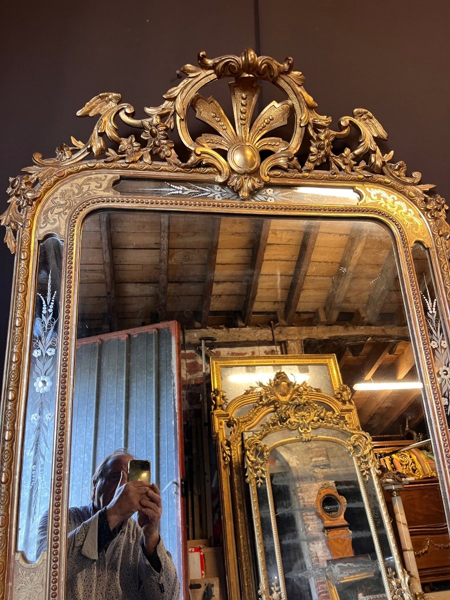 Miroir En Bois Doré De Style Louis XV -photo-2