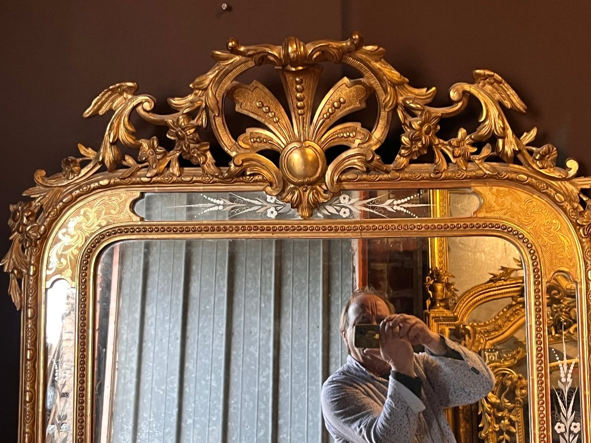 Miroir En Bois Doré De Style Louis XV -photo-5