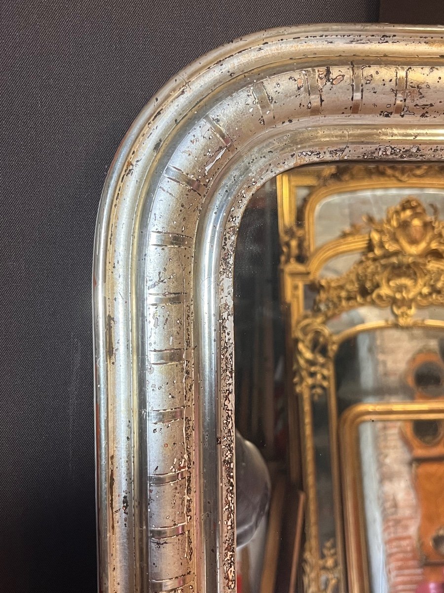 Small Louis Philippe Mirror In Silvered Wood -photo-2