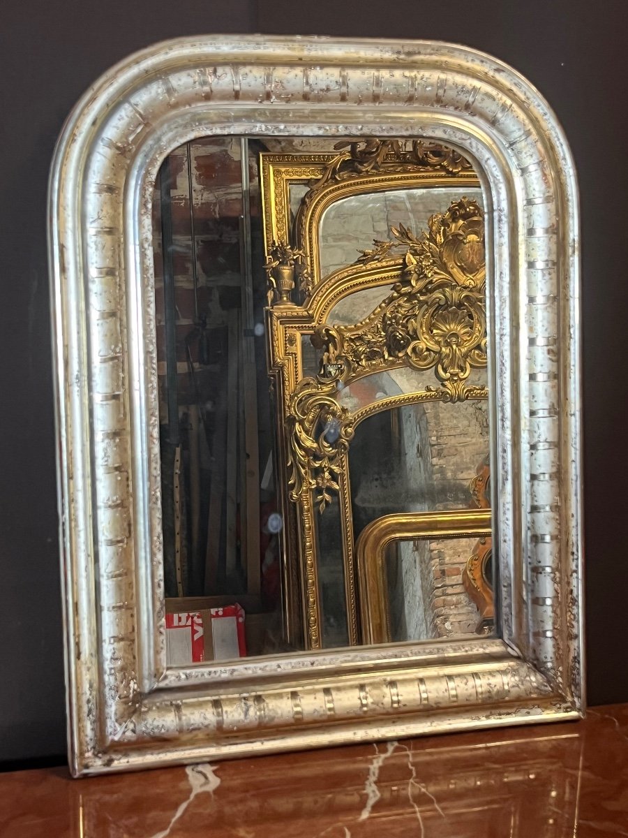 Small Louis Philippe Mirror In Silvered Wood 