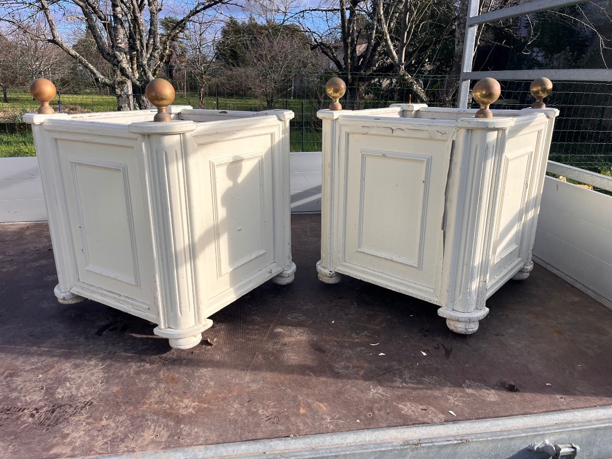 Pair Of Late 19th Century Wooden Planters -photo-2