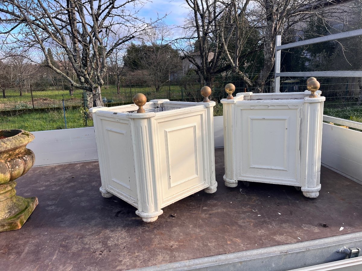 Pair Of Late 19th Century Wooden Planters -photo-1