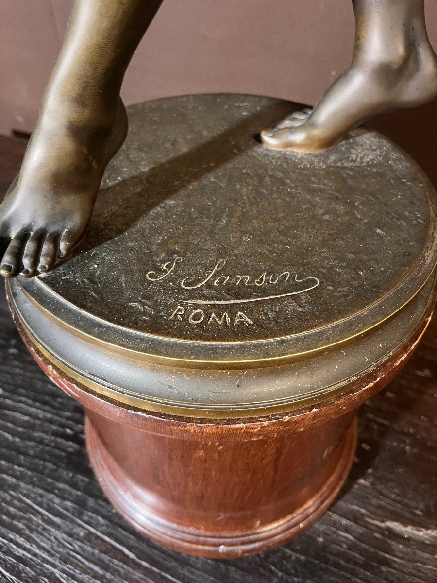 Sculpture En Bronze « Danseur De Saltarelle » De Justin Chrysostôme Sanson (1833 – 1910) 72 Cm-photo-4