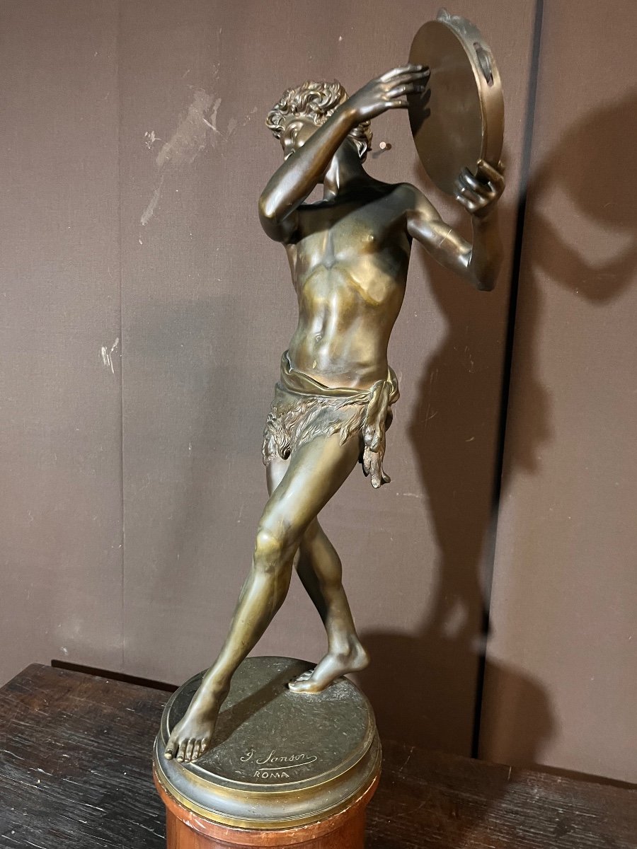 Sculpture En Bronze « Danseur De Saltarelle » De Justin Chrysostôme Sanson (1833 – 1910) 72 Cm-photo-1