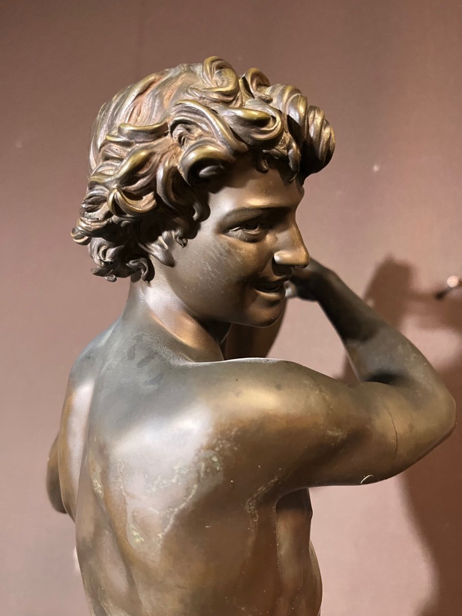 Sculpture En Bronze « Danseur De Saltarelle » De Justin Chrysostôme Sanson (1833 – 1910) 72 Cm-photo-6