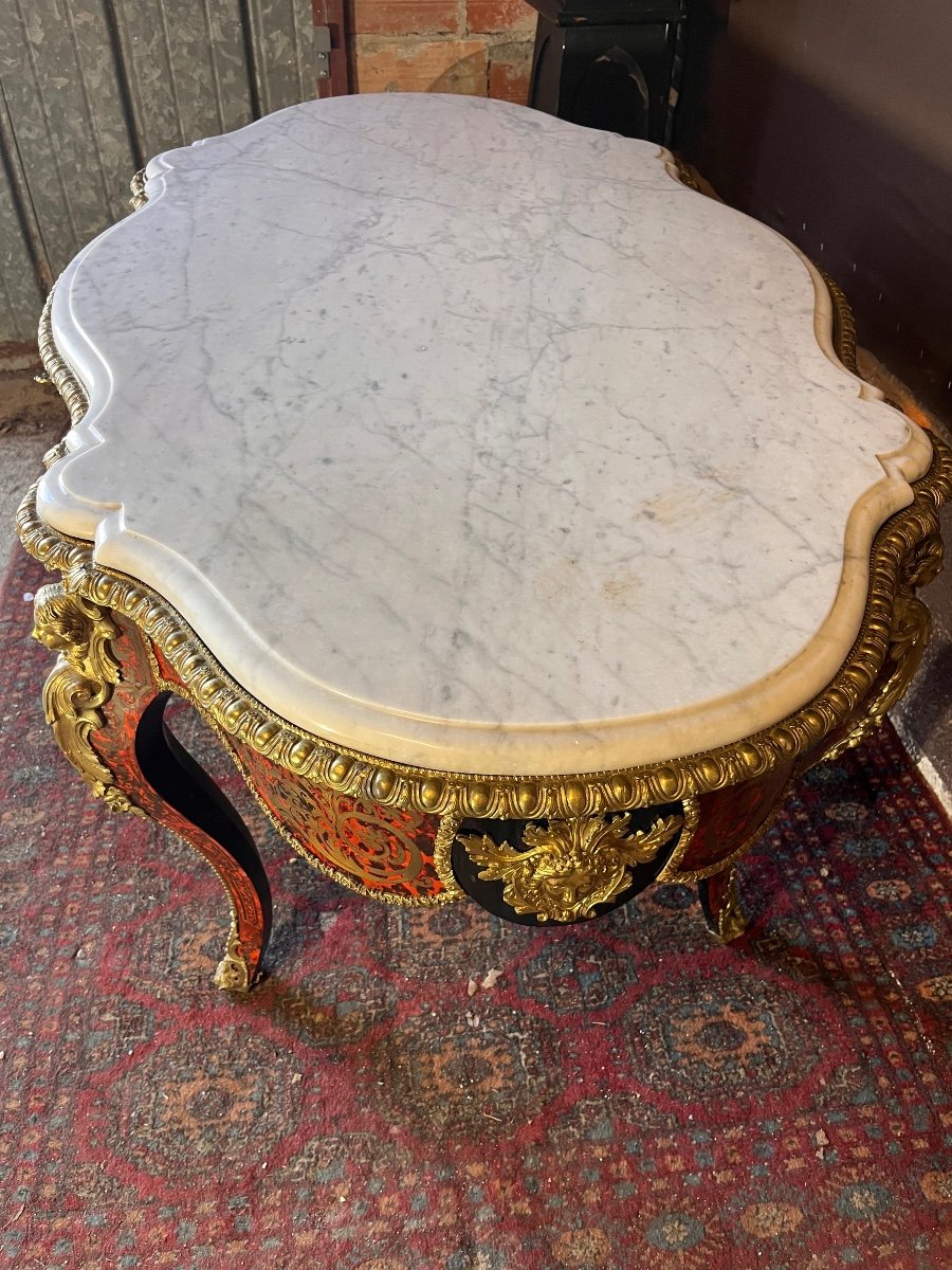 Important Boulle Table Marble Top -photo-3