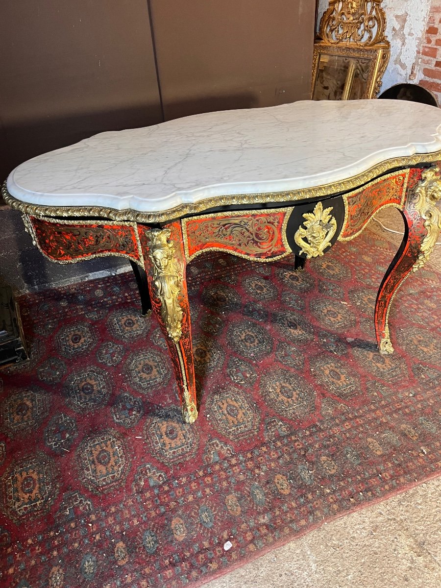 Important Boulle Table Marble Top -photo-4