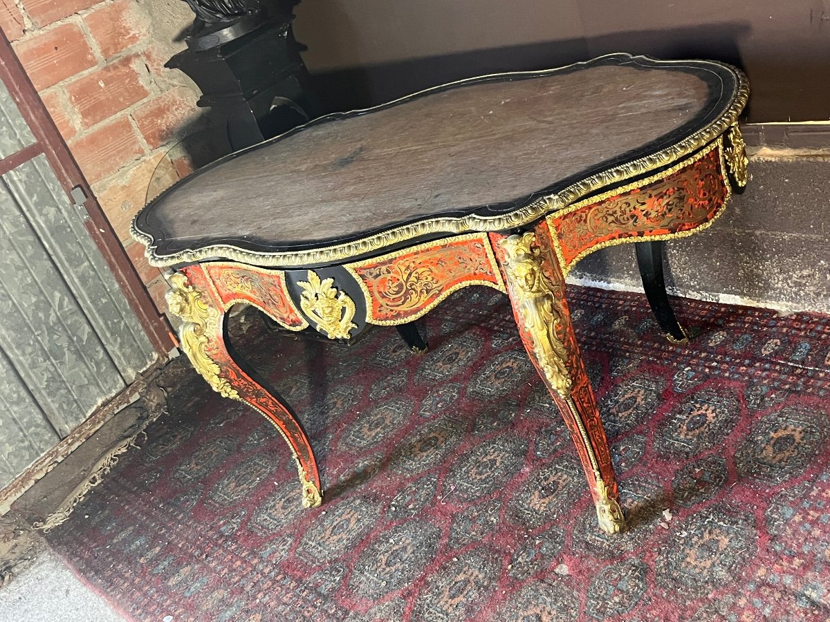 Important Boulle Table Marble Top -photo-1