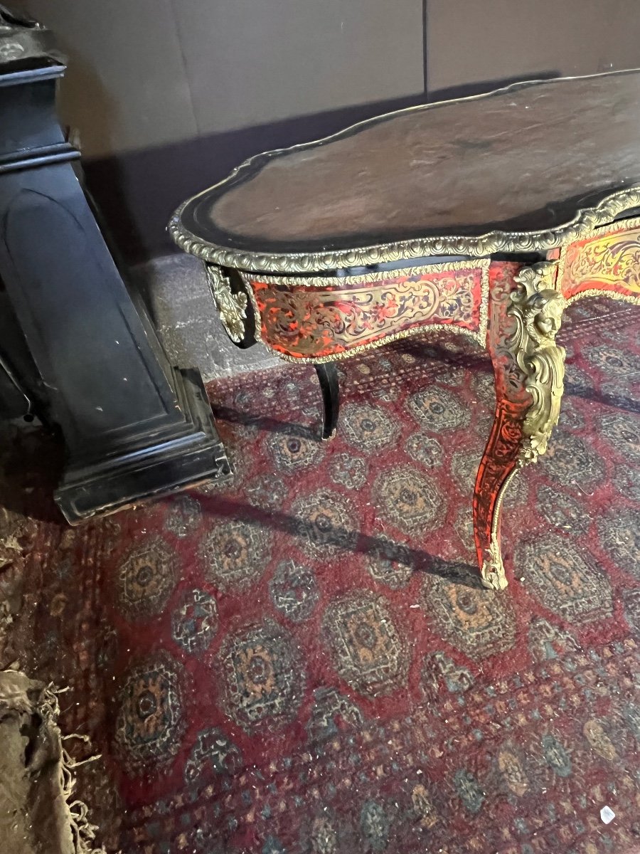 Important Boulle Table Marble Top -photo-4